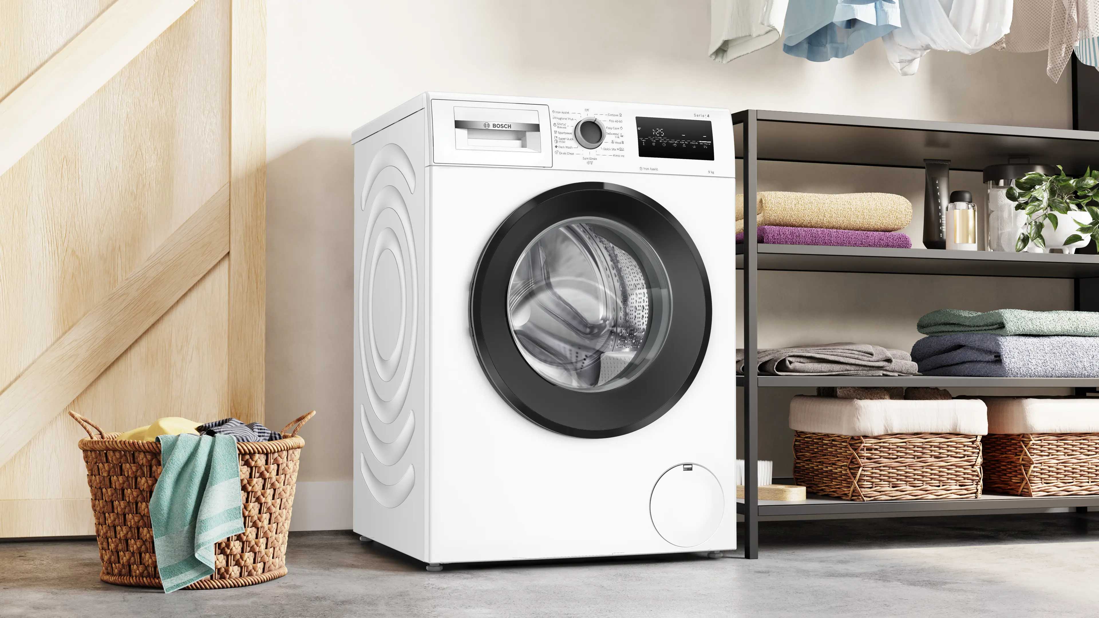 Bosch WAN2826BBY - עיצוב דפנות AntiVibration ומבט כללי מכונת כביסה בוש 9 ק