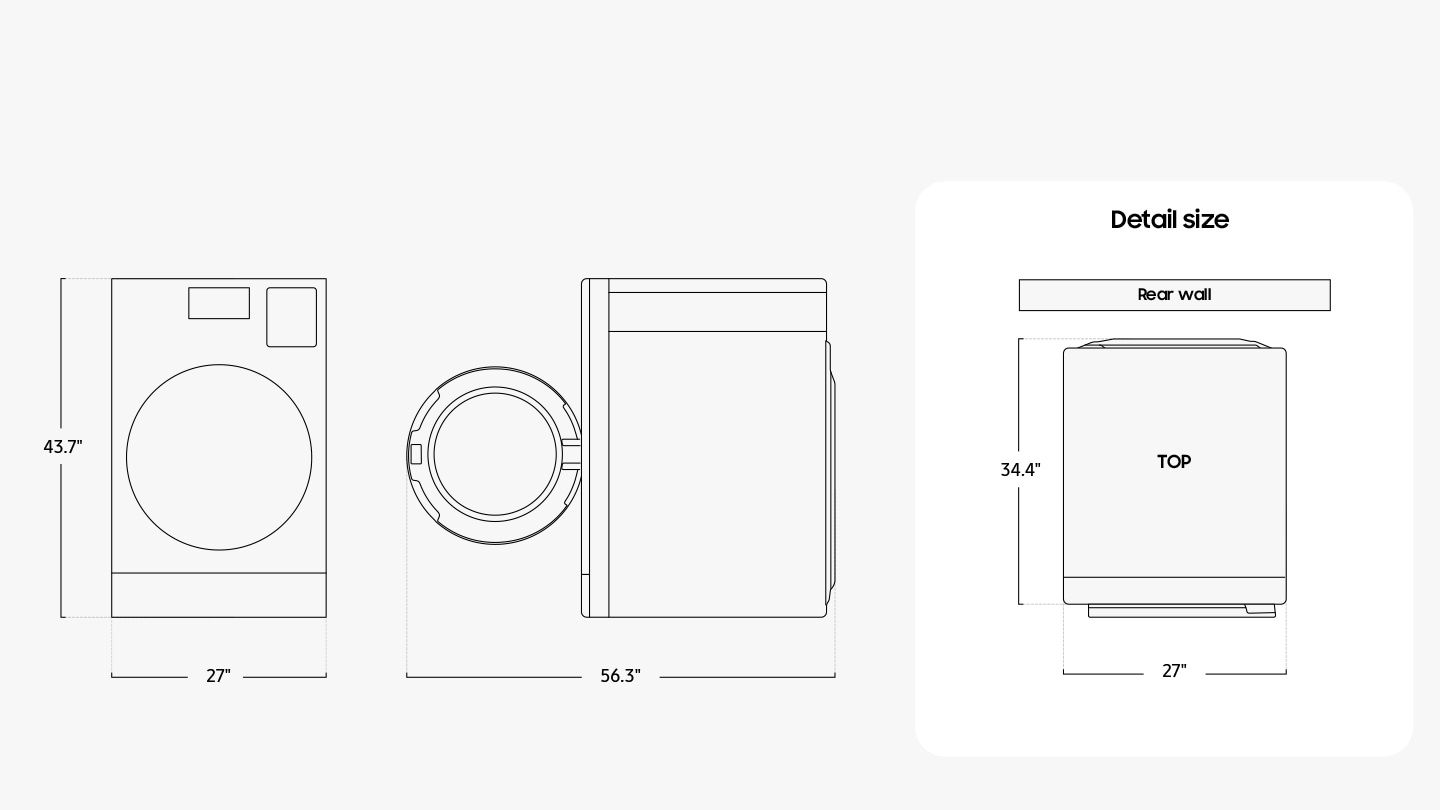 Samsung WD18DB8995BZ תרשים מידות