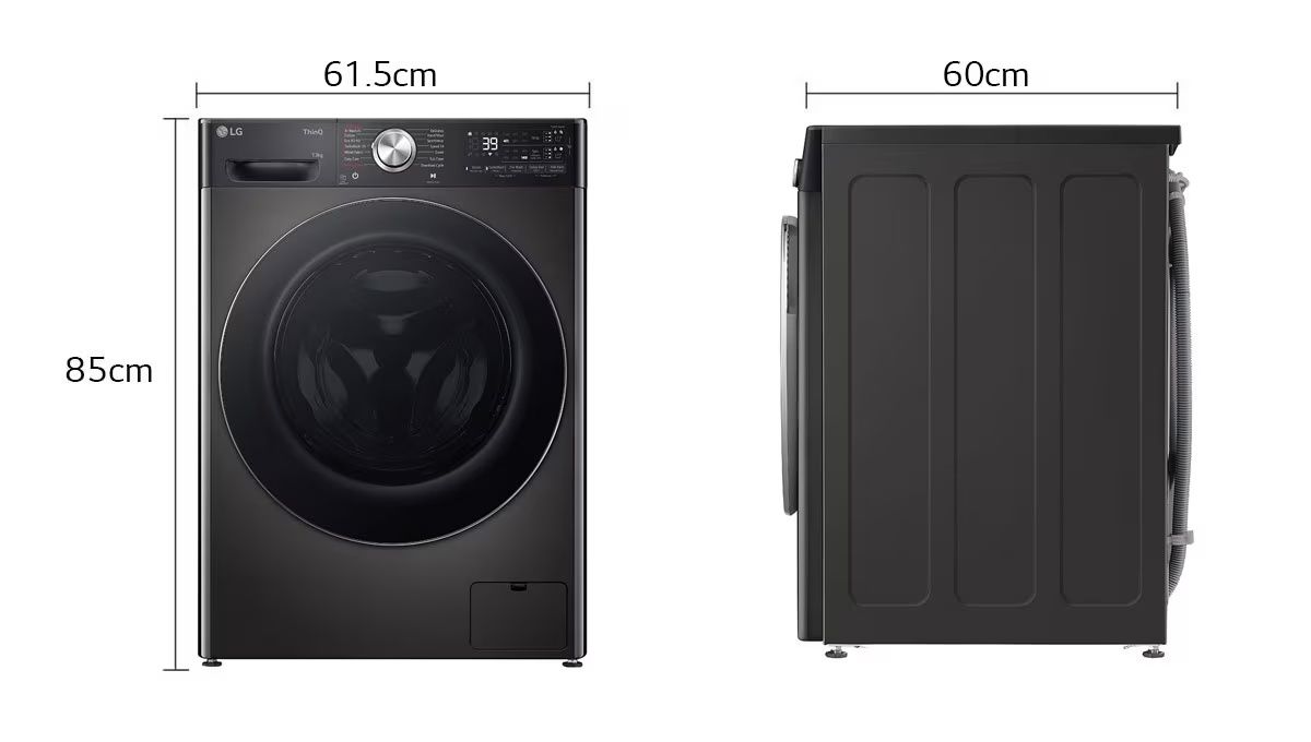 שרטוט מידות מדויקות של מכונת כביסה