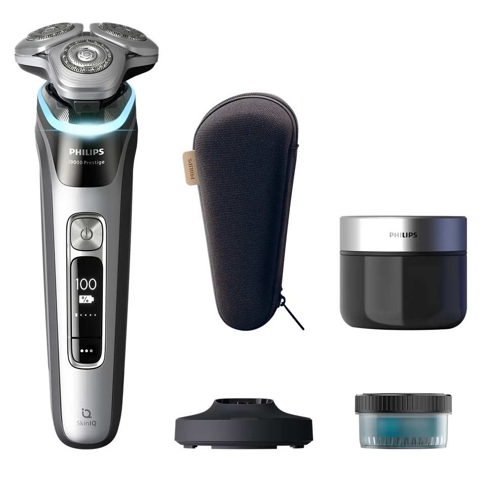 מכונת גילוח חשמלית Philips i9000 Prestige XP9204/30 במארז מלא עם כל האביזרים, עמדת טעינה, קפסולת ניקוי ונרתיק נסיעות יוקרתי