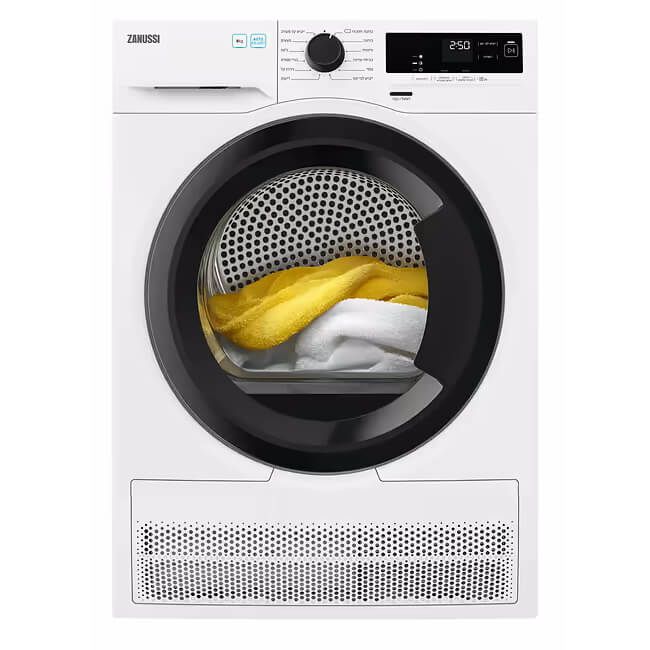 Zanussi ZDHF286H- מייבש כביסה קונדנסור כולל משאבת חום 8 ק"ג לבן זנוסי | יבואן רשמי Zanussi ZDHF286H- מייבש כביסה קונדנסור כולל משאבת חום 8 ק"ג לבן זנוסי | יבואן רשמי