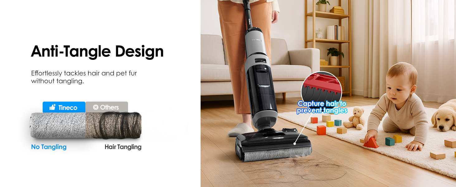 ניקוי קצוות ופינות עם שואב שוטף Tineco FLOOR ONE i5 Stretch