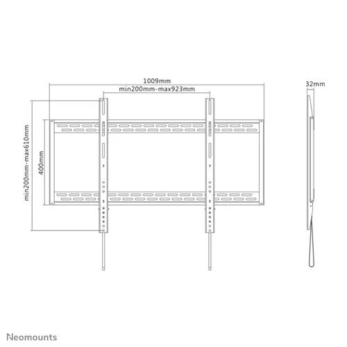 שרטוט טכני ומידות Neomounts LFD-W1000